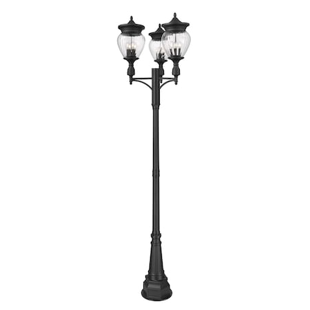 Z-Lite Davina 4 Light Outdoor Post Mounted Fixture, 34.5in. W x 120.25in. H, Black 5016PHBR-3-564P-BK